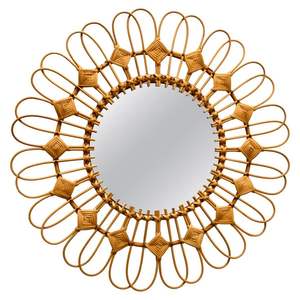 Artesanía hecha a mano hogar sol flor forma Vanit belleza redondo decorativo tejido ratán mimbre sauce marco ratán habitación Decoración - Product Image 5