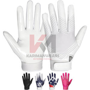 Gants de football américain en cuir synthétique doré de qualité supérieure avec revêtement en silicone antidérapant et gants de football américain adaptés - Product Image 1