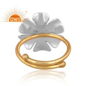 Dernière conception faite à la main 18K plaqué or topaze bleue naturelle bague de conception florale de pierres précieuses fabricant de bijoux personnalisés - Product Image 5