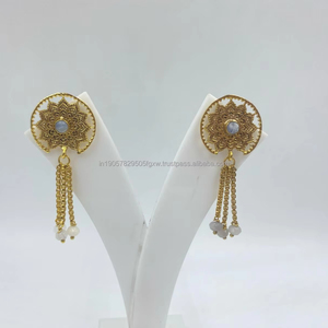 Everyday Sophistication Gold-Plated Minimalist Design <b>Pearl</b> Stone Fine <b>Dangle</b> <b>Earrings</b> Classic Style Wedding Party Gift for - Product Image 1