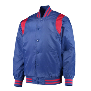 Wholesale Unisex Premium Quality Winter <b>Varsity</b> Satin <b>Bomber</b> <b>Jackets</b> Windproof Eco-Friendly Custom Logo Durable Button Closure - Product Image 4