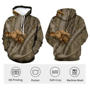 Sweat à capuche unisexe en coton et polyester imprimé jungle, streetwear d'hiver, pulls à capuche décontractés de style hip hop pour adultes - Product Image 4