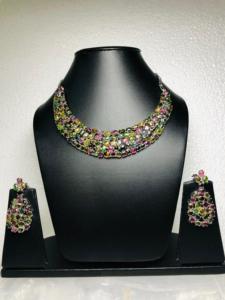 ชุดต่างหูสร้อยคอ3ชิ้นทำจากเงินแท้925อัญมณีทัวร์มาลีนธรรมชาติของขวัญที่ไม่เหมือนใครสำหรับทุกโอกาส - Product Image 4