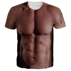 Men's Funny Muscle Body 3D Printed Short Sleeve T-<b>Shirt</b> Designer Streetwear with <b>Ugly</b> Chest Hair Plus Size Top Tees Clothing - Product Image 3