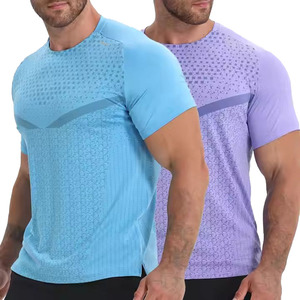 T-shirts de gymnastique décontractés personnalisés Chemises de fitness à manches courtes imprimées T-shirt de compression d'entraînement pour hommes - Product Image 3