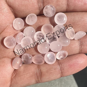 Cuarzo Rosa Natural, Cabujón Redondo de 8x8 mm, Todos los Tamaños Disponibles, Parte Posterior Plana, Piedra para Fabricación de Joyas, Gemas Sueltas - Product Image 4