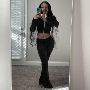 Primavera 2023 Conjunto de chándal deportivo de 2 piezas de lana de talla grande en blanco personalizado al por mayor Chándales de poliéster y algodón para mujer - Product Image 3