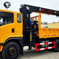 Grue montée sur camion 4x2 robuste de 12 tonnes à flèche droite hydraulique, fournie directement par l'usine, pour camion de transport de marchandises avec grue à vendre