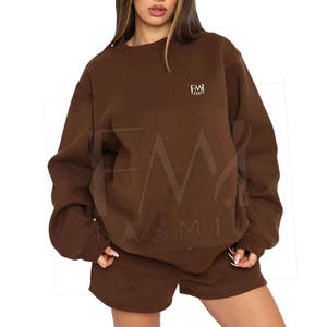 Fasmic International's Casual Sports 100% Conjuntos de chándal de algodón Pantalones cortos de suéter sueltos para invierno Patrón sólido - Product Image 3