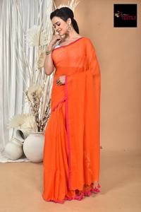 Sari bengali d'été, tissé uni, écologique, séchage rapide, tissu en coton très léger pour filles et femmes, occasions spéciales - Product Image 2