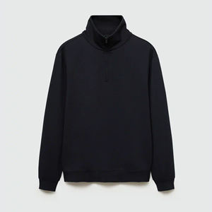 2024 décontracté léger coupe ample coton Polo sweat brodé Logo mélange quart-Zip col montant pull sweats - Product Image 5