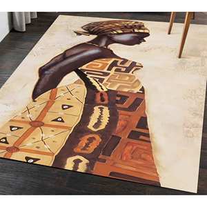 Alfombra de Arte con Diseño de Mujer Africana: Decoración Étnica, Alfombra de Fácil Limpieza, con Pelo Suave - Product Image 4