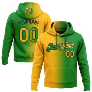 Wholesale & Dropship Custom Stitched Grass <b>Green</b> Gold-Black Gradient Fashion Sports Pullover Sweatshirt <b>Hoodie</b> - Product Image 1