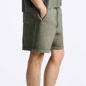Shorts décontractés pour hommes en toile anti-plis de haute qualité, taille mi-haute avec cordon de serrage, couleur unie - Product Image 2
