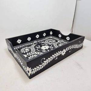 Bandeja para servir con incrustaciones de hueso de fuente de forma hexagonal bandeja para servir con incrustaciones de hueso multifuncional con diseño de tira para usos múltiples - Product Image 6