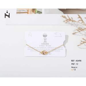 Pulsera con Dijes de Géminis, Acero Inoxidable, Chapado en Oro, 12 mm, Estilo Clásico, Unisex, para Uso Diario - Product Image 1