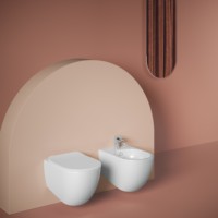 Bidet mural en céramique de style moderne, élégant et de haute qualité, fabriqué en Italie à 100%, garantie 2 ans, pour salle de bain et toilettes.