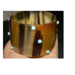 Fabriqué à la main Vintage Style traditionnel indien large corne de buffle Bracelet en os bijoux de mode à la mode pour anniversaire - Product Image 3