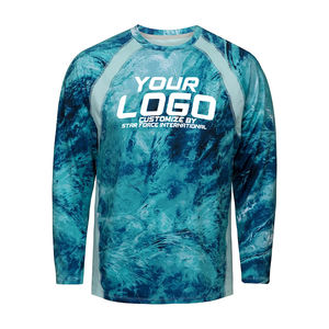 Chemises de pêche à manches longues en tissu respirant personnalisé Upf 50 + Protection UV T-shirt pour hommes Sweat à capuche de pêche - Product Image 1