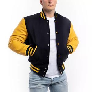 Veste Varsity Bleu Royal avec Manches Blanches Fermeture à Bouton Pression Corps en Laine Bomber de Baseball CollegeBaseballjacket pour hommes - Product Image 3
