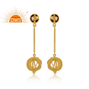 Último diseño 18K chapado en oro amatista Aventurina cuarzo piedra preciosa colgante pendiente Demi joyería fina fabricante - Product Image 4