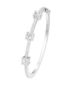 Bracelet jonc en or rose/blanc/jaune 9 carats avec trois diamants pour femme, OEM - Product Image 3