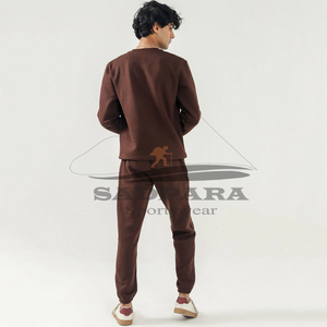 Respirant Logo personnalisé 100% coton solide printemps à manches longues deux pièces survêtement pour hommes - Product Image 3