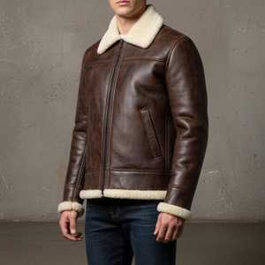 Veste en cuir de vachette véritable marron classique pour homme, imperméable, écologique, décontractée, avec logo sur le devant, design intemporel, vente en gros, exportation - Product Image 4