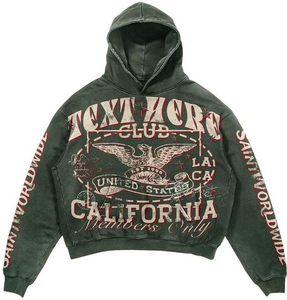 Conjunto OEM personalizado de pantalones de chándal acampanados y Sudadera con capucha unisex lavado ácido chándal recortado con capucha y conjunto de Jogger apilado para hombre - Product Image 3