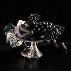 Meilleur design et prix bon marché Humming Bird Bol décoratif antique de service de fruits en laiton plaqué argent - Product Image 1