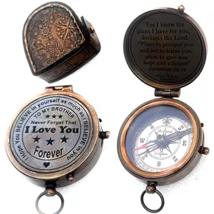 航海黄铜指南针手工礼品黄铜指南针古董闪亮外观和优质航海小工具