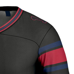 Hombres alta calidad transpirable 100% poliéster colores personalizados cuello en V manga corta Logo impreso camiseta de fútbol precio al por mayor malla - Product Image 3
