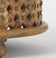 Table basse rectangulaire en bois de manguier massif sculpté à la main par des artisans du Rajasthan, décoration d'intérieur luxueuse
