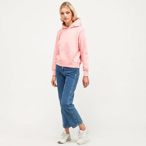 Sweat à capuche court pour femme 100% coton Streetwear Fashion Cropped Fit Casual Pullover Soft Fleece women's hoodies Custom Clothing - Product Image 6