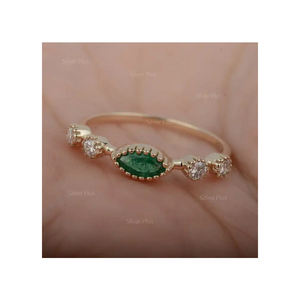 Nouveau concepteur 14k or massif Marquise émeraude naturelle avec bague en diamant bande d'éternité femmes bijoux bague productible en 10K/18K - Product Image 4