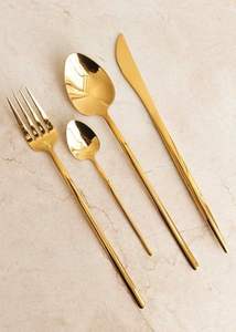 Ensemble de couverts en acier inoxydable plaqué or pour restaurant, mariage, vente en gros, vaisselle, cuillère, fourchette, couteau, noir mat, or - Product Image 3