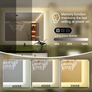 กระจกห้องน้ำติดผนัง LED, โครงการอพาร์ทเมนต์โรงแรมกันหมอกสวิตช์สัมผัสแบบปรับได้สำหรับร้านเสริมสวย - Product Image 4