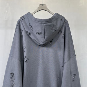 Chaqueta con capucha y cremallera personalizada Unisex al por mayor Vintage lavado ácido estampado desgastado 100% algodón polar invierno cremallera completa personalizable OEM - Product Image 3