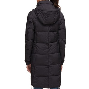 Women's Custom Designed Long Winter Puffer Jacket Lightweight Goose Outwear Nylon Lining Woven Cotton Padding Printed Pocket - Product Image 3