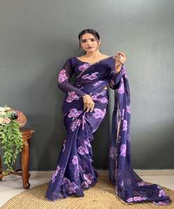 Saree en soie de créateur Sari Shari avec chemisier non cousu, parfait pour les fêtes, les fêtes et les vêtements ethniques traditionnels. - Product Image 1