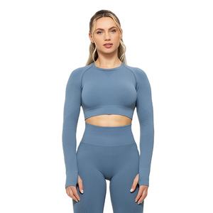 Camiseta Deportiva de Manga Larga para Mujer, 90% Poliéster, 10% Elastano, Corte Ajustado, Material Elástico, para Verano, de Alta Calidad - Product Image 5