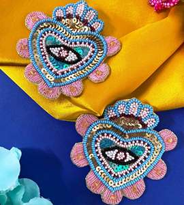 Pendientes de Corazón con Cuentas de Colores, Diseño de Pendientes con Cuentas, Joyería Festiva para Mujer al Mejor Precio - Product Image 4