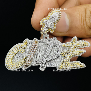 Pendentif personnalisé en or plaqué 10 carats serti de diamants naturels, style hip-hop, bijoux unisexe avec attache personnalisée, certifié EGL - Product Image 1