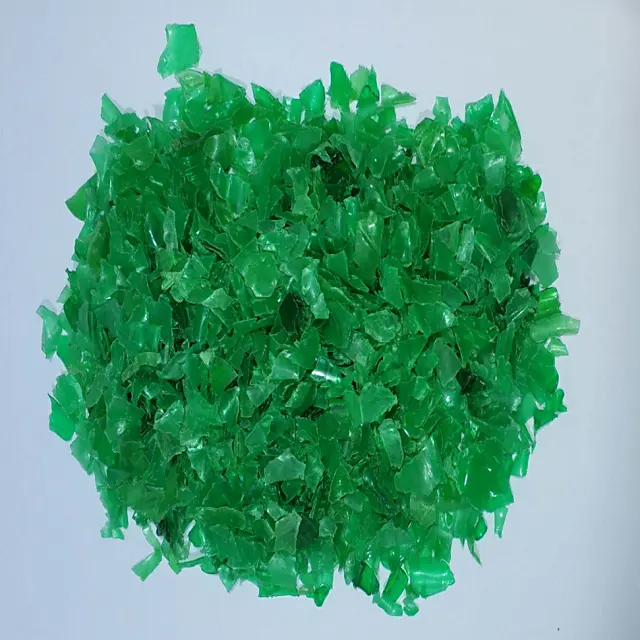 رقائق زجاجات بلاستيكية من بلاستيك بي إي تي معاد تدويرها مغسولة بالحرارة (باللون الأزرق الفاتح/الأخضر) عالية الجودة