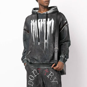 Super qualité en gros hommes Vintage sweats à capuche lavage à l'acide impression sur coton lourd thermique surdimensionné hommes acide était sweats à capuche - Product Image 2