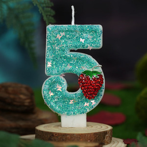 Vela de cumpleaños hecha a mano con forma de número, parafina, venta al por mayor, decoración de pasteles, adorno de fresa para pasteles de celebración del hogar - Product Image 6
