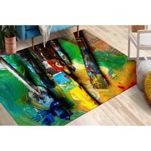 Alfombra con Diseño de Pinceladas Coloridas: Alfombra Moderna con Acentos Artísticos, Alfombra Suave No Tejida - Product Image 2