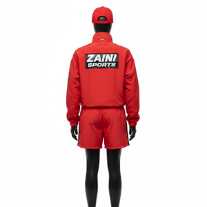 Ensemble court coupe-vent pour femme, nylon et polyester, tissu doux au toucher, logo thermique sur le panneau avant, ensemble court coupe-vent, taille plus - Product Image 2