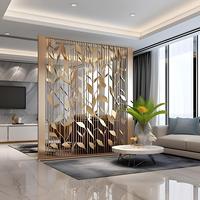 Paravent Rétractable de Luxe en Alliage d'Aluminium Doré, Design Art Déco Découpé au Laser, Technologie de Panneau pour Salon, Bureau et Espaces de Vie