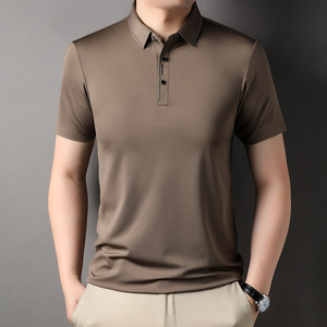 Men's New Solid Pattern Breathable for Polo <b>T</b>-<b>Shirt</b> Custom Embroidered Logo Plus Size Casual Short Sleeve Knitted Fabric - Product Image 2